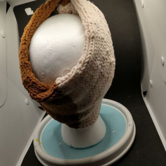 Hand Crafted Unisex Knit Hat Brown Twist Knot Earwarmer Headband Turban Style - Picture 7 of 7